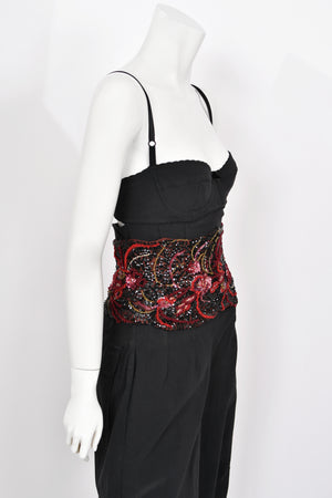 1999 Dolce & Gabbana Custom Couture for Whitney Houston Beaded Bustier Jumpsuit