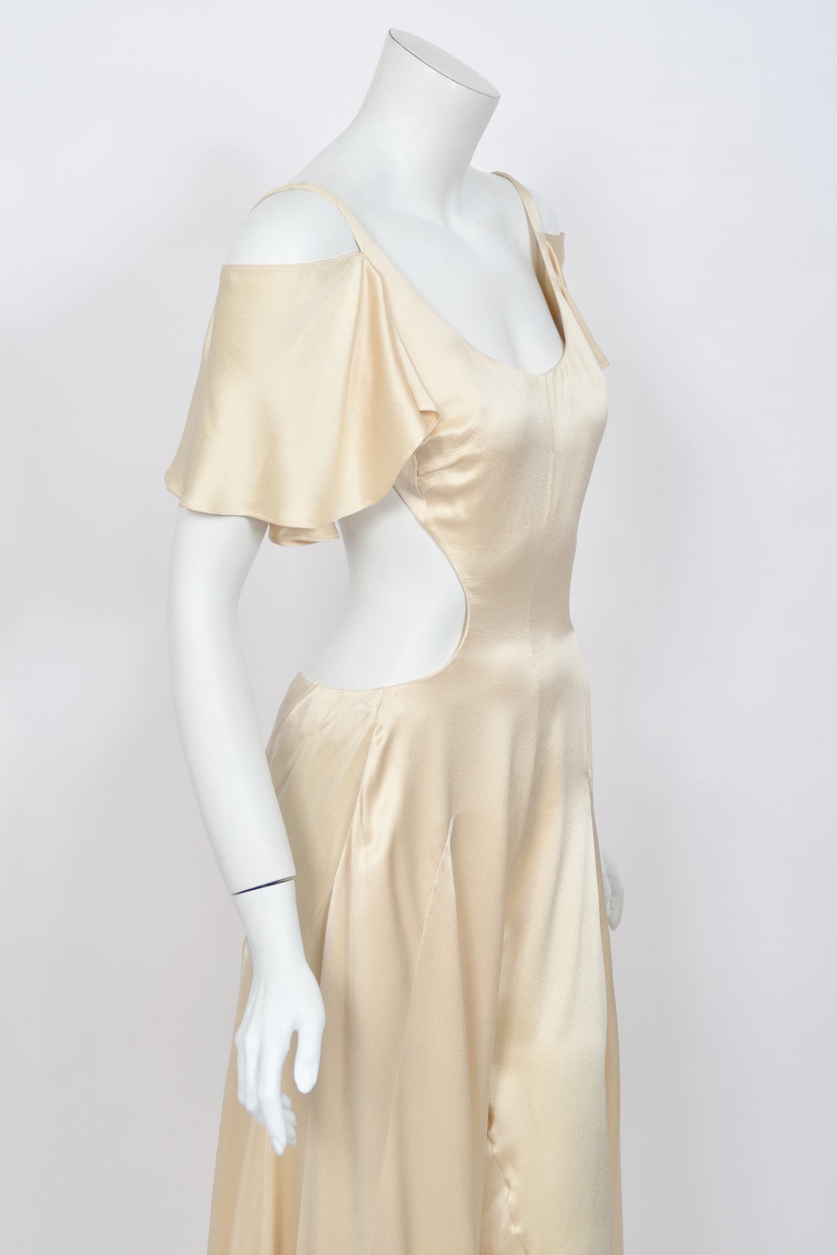 2004 Alexander McQueen 'Deliverance' Collection Ivory Silk Cut-Out Backless Jumpsuit