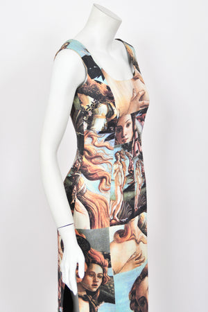 1993 Dolce & Gabbana Iconic Runway 'Birth of Venus' Collage Print High-Slit Hourglass Dress