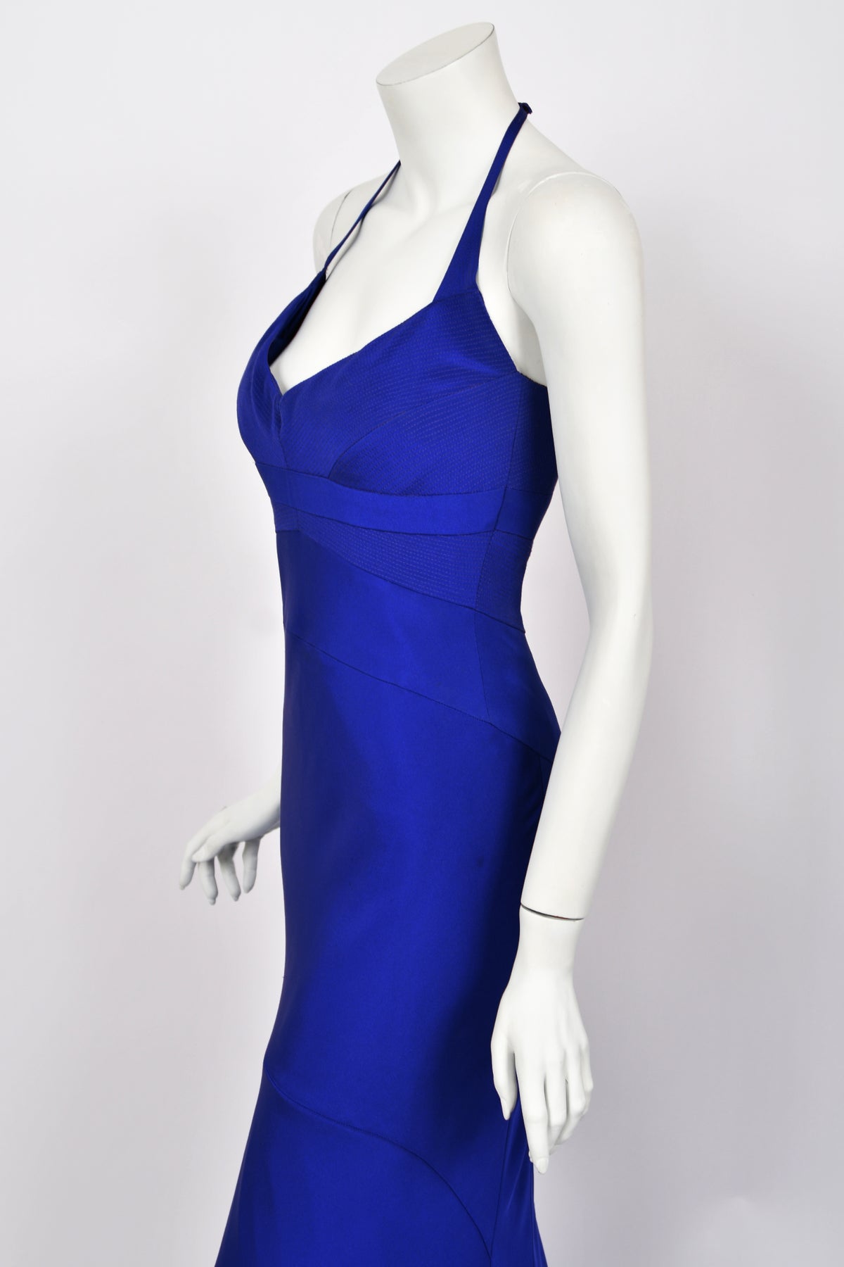2013 Narciso Rodriguez Custom Couture for Tina Fey Sapphire Silk Bustier Gown