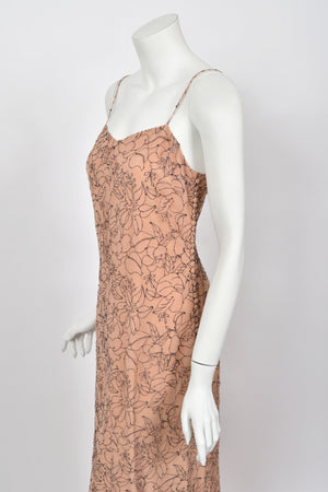 2006 Christian Dior by John Galliano Nude Illusion Floral Lace Trained Lingerie Gown