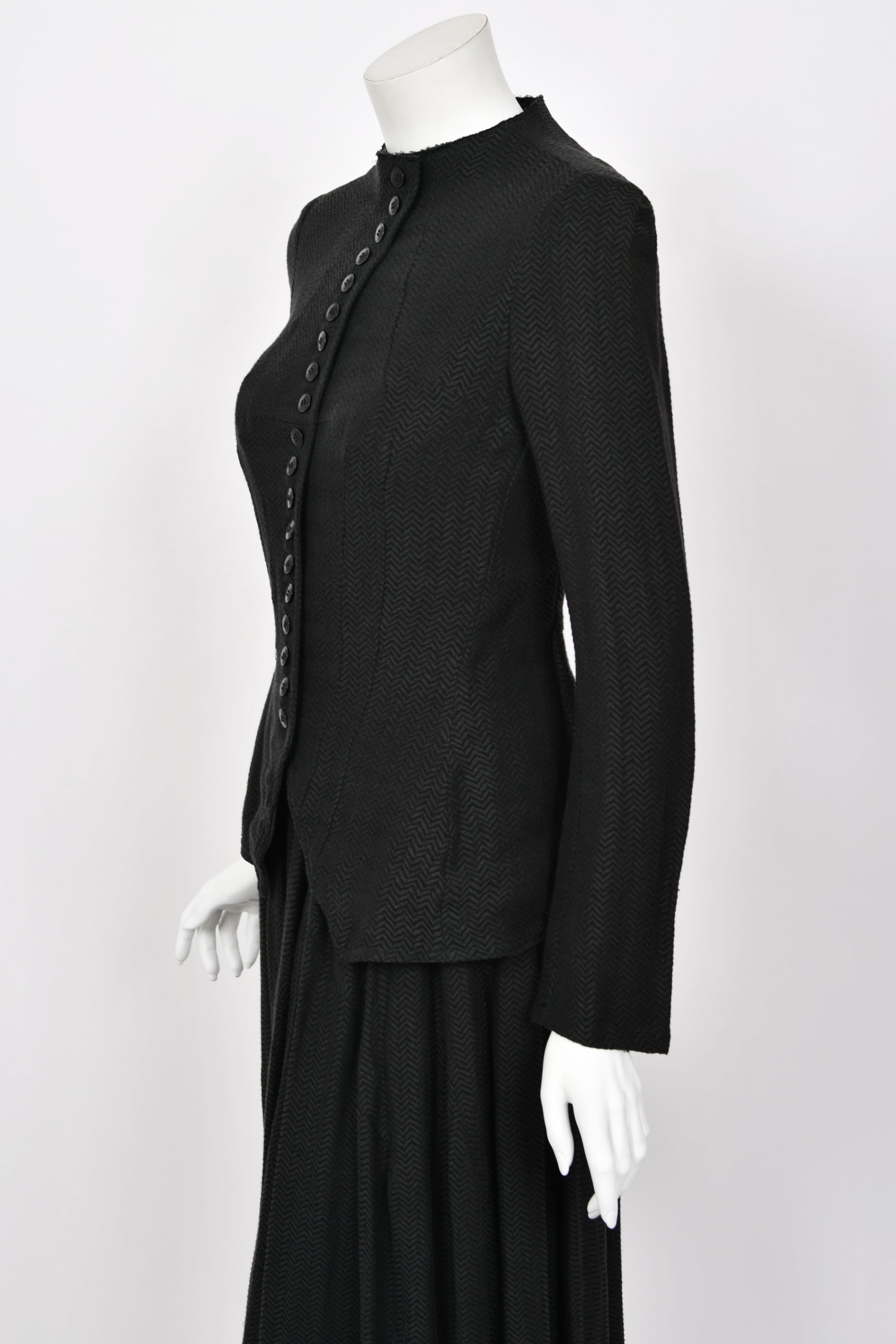 1998 Yohji Yamamoto Herringbone Button-Up Jacket & Maxi Skirt w
