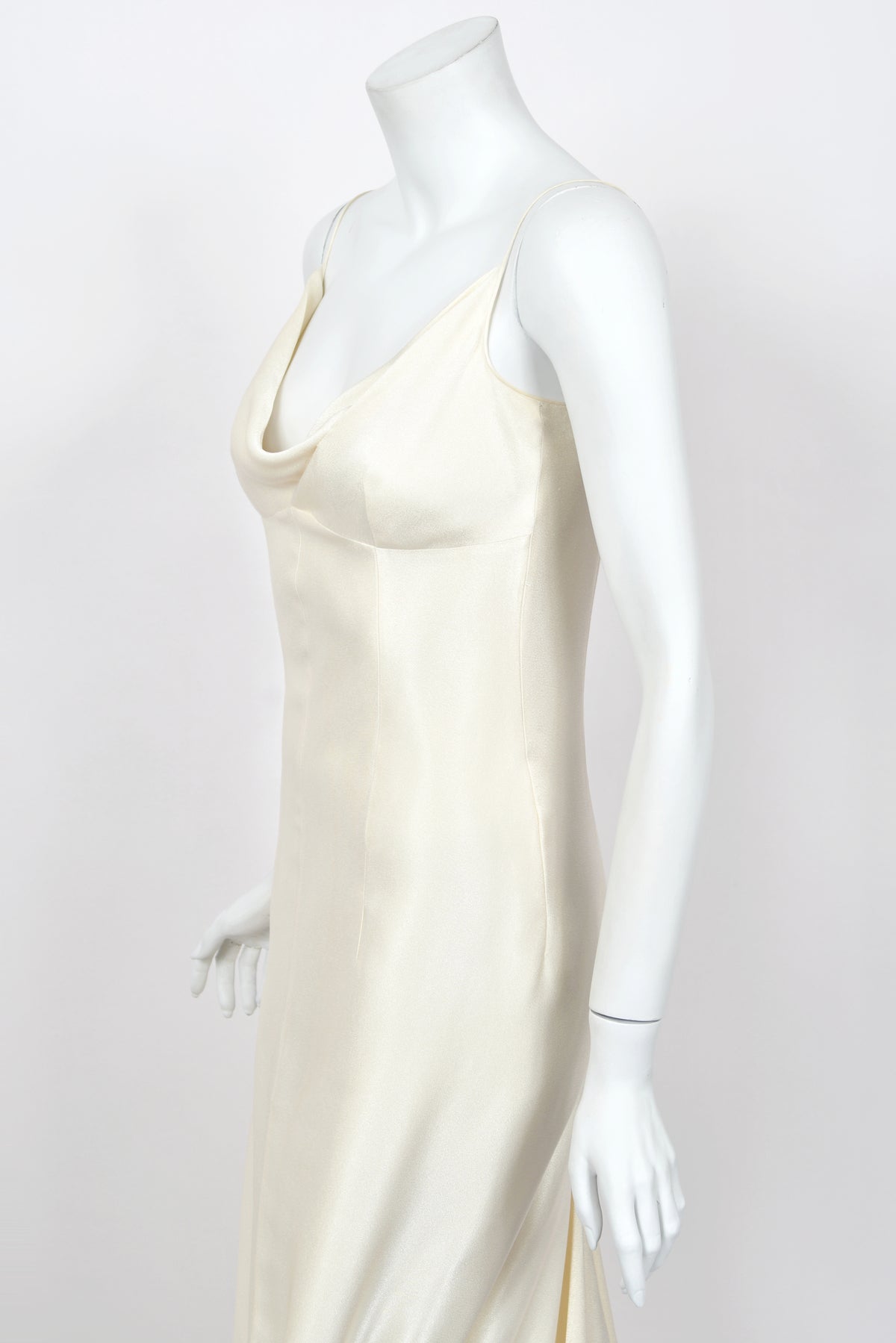 1999 John Galliano ‘Ballets Russes’ Collection Ivory Silk Ruched Bias-Cut Trained Slip Gown