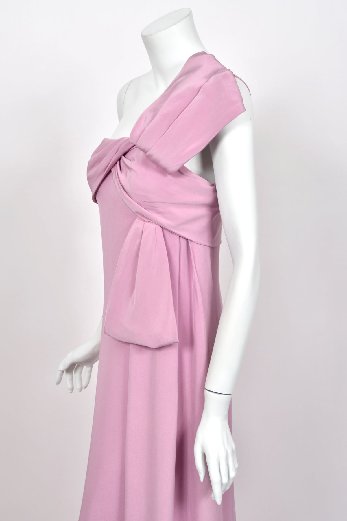 2001 Yves Saint Laurent Haute Couture Runway Lilac Silk Sculptural Asymmetric Gown