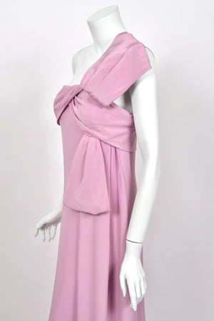 2001 Yves Saint Laurent Haute Couture Runway Lilac Silk Sculptural Asymmetric Gown