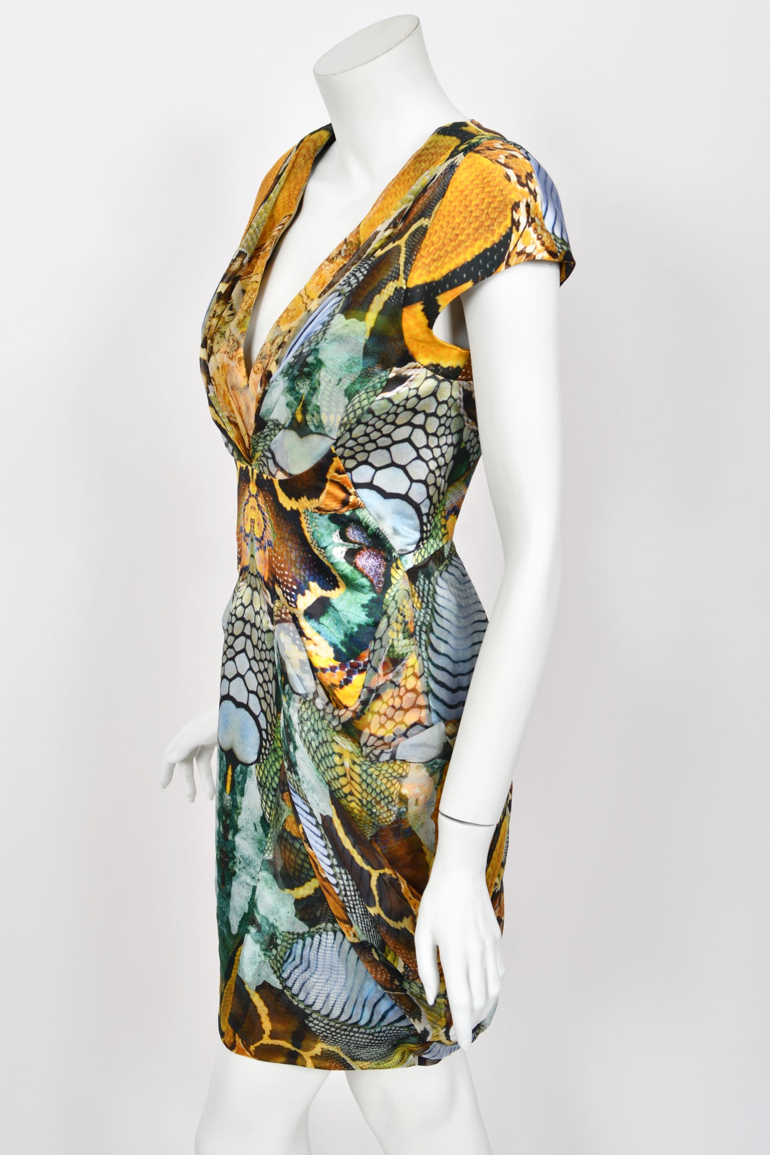2010 Alexander McQueen 'Plato's Atlantis' Reptile Print Silk Mini Dress 2010 Alexander McQueen 'Plato's Atlantis' Reptile Print Silk Mini Dress