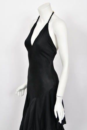 2006 Alexander McQueen 'Widows of Culloden' Black Silk Bias-Cut Tiered Ruffle Gown