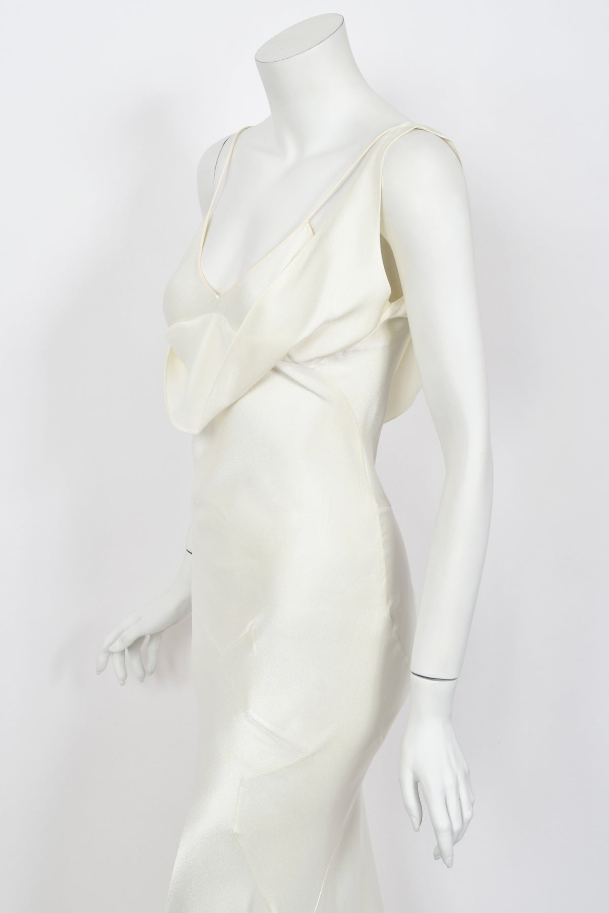 1994 John Galliano &#39;São Schlumberger&#39; Collection Ivory Off Shoulder Bias-Cut Gown