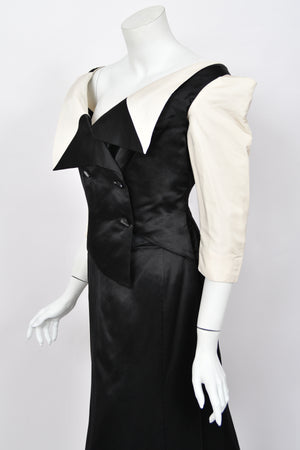 1999 Vivienne Westwood 'La Belle Helene' Collection Silk Off-Shoulder Corset Blouse & Full-Length Skirt Set