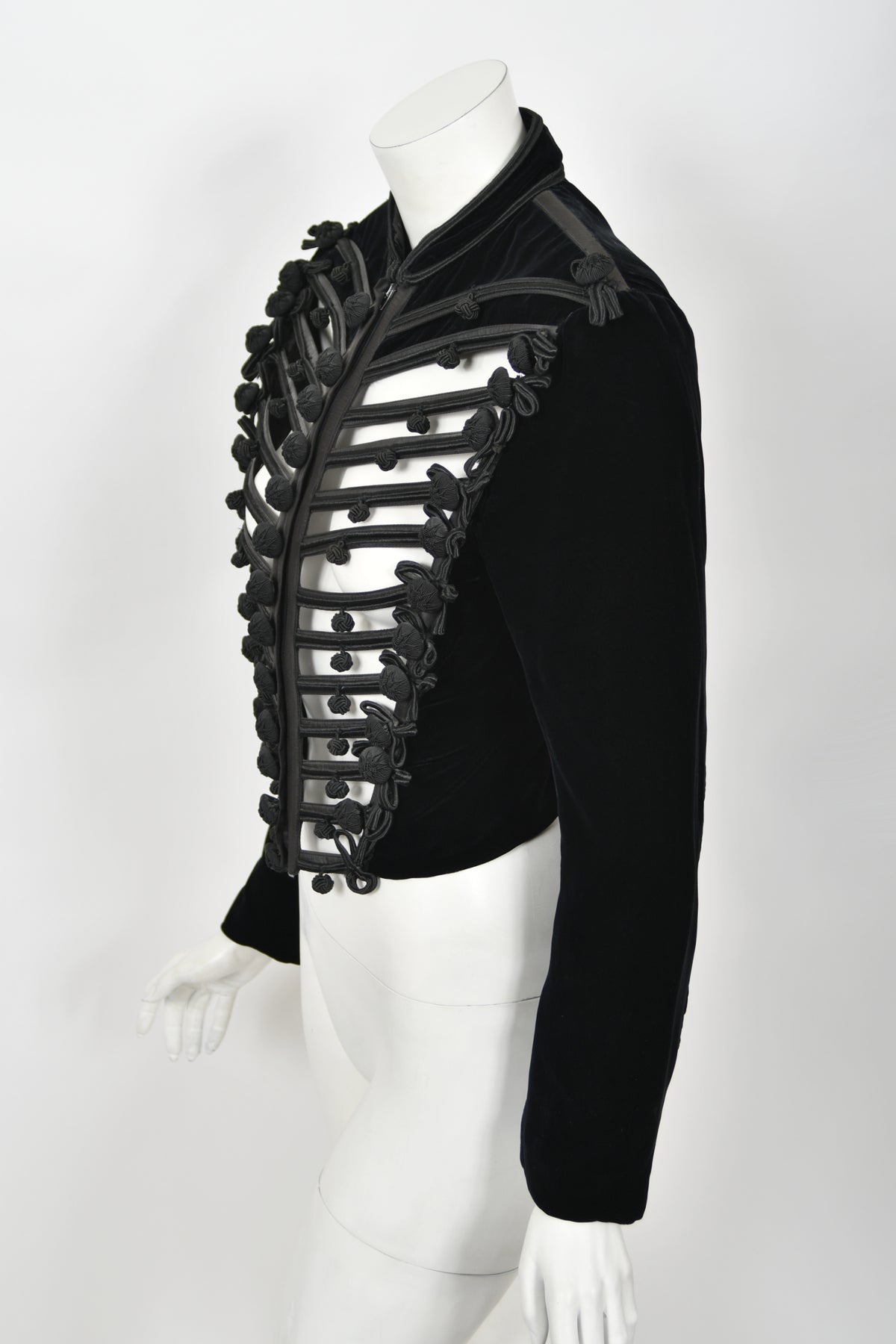 1991 Jean Paul Gaultier Documented Cher Worn Black Velvet Corset Cage Jacket