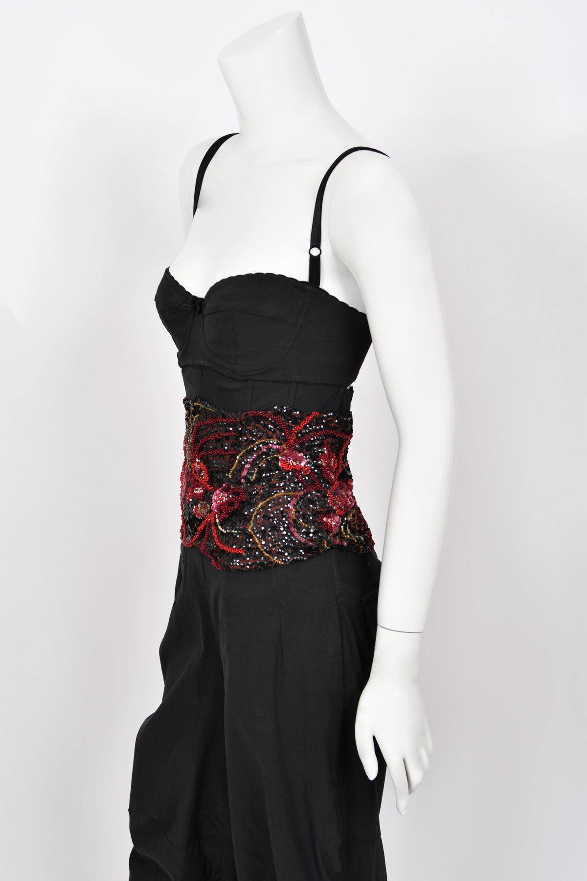 1999 Dolce &amp; Gabbana Custom Couture for Whitney Houston Beaded Bustier Jumpsuit