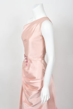 2007 Christian Dior by John Galliano Blush Pink Silk Asymmetric Sculptural Gown