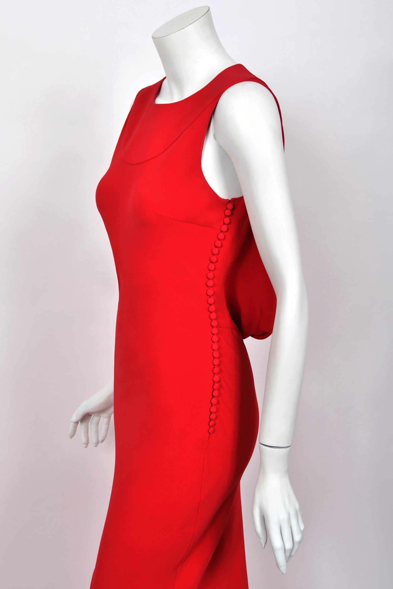 2012 Dior by Galliano Ruby Red Silk Draped Backless Bias-Cut Gown