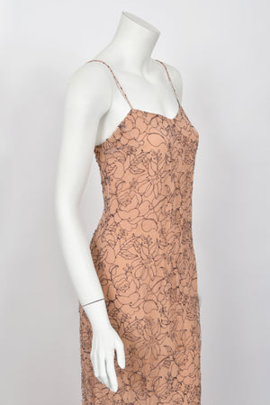 2006 Christian Dior by John Galliano Nude Illusion Floral Lace Trained Lingerie Gown