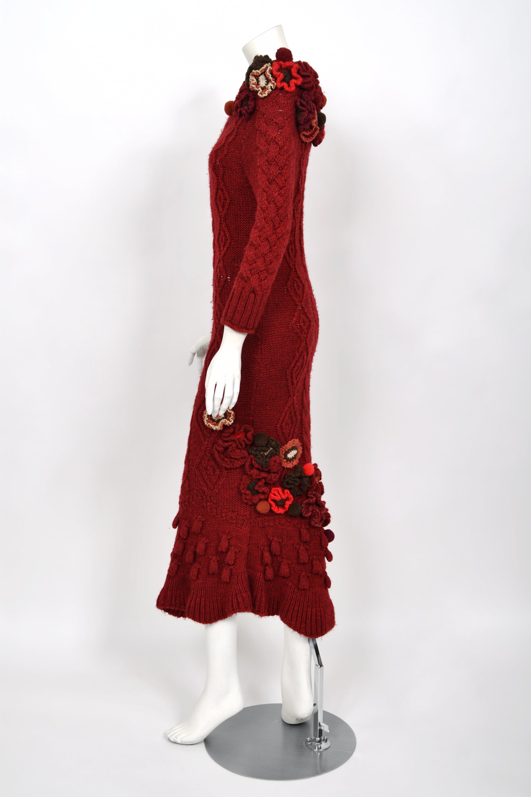 2005 Alexander McQueen Runway Burgundy Wool Knit Hourglass Sweater Dre - Timeless Vixen 2005 Alexander McQueen Runway Burgundy Wool Knit Hourglass Sweater Dre - Timeless Vixen