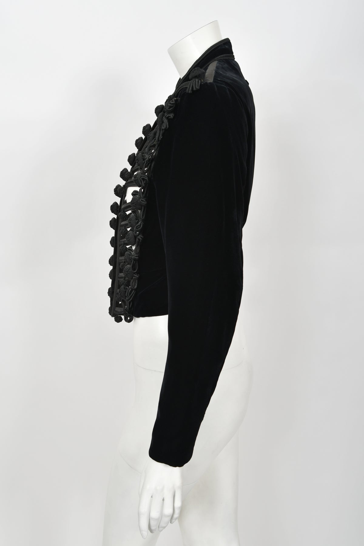 1991 Jean Paul Gaultier Documented Cher Worn Black Velvet Corset Cage Jacket