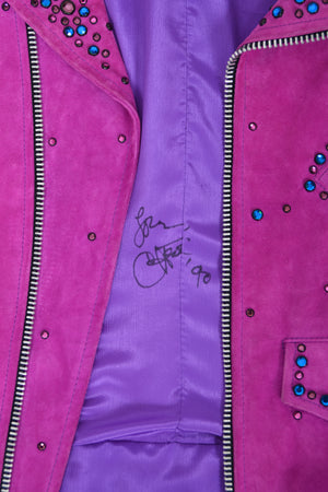 1990 Bob Mackie for Cher Signed Studded Fuchsia Suede Motorcycle Jacket & Boots