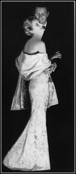 1950’s Philip Hulitar Couture Metallic Floral Ombré Pink Silk Satin Appliquéd Strapless Gown