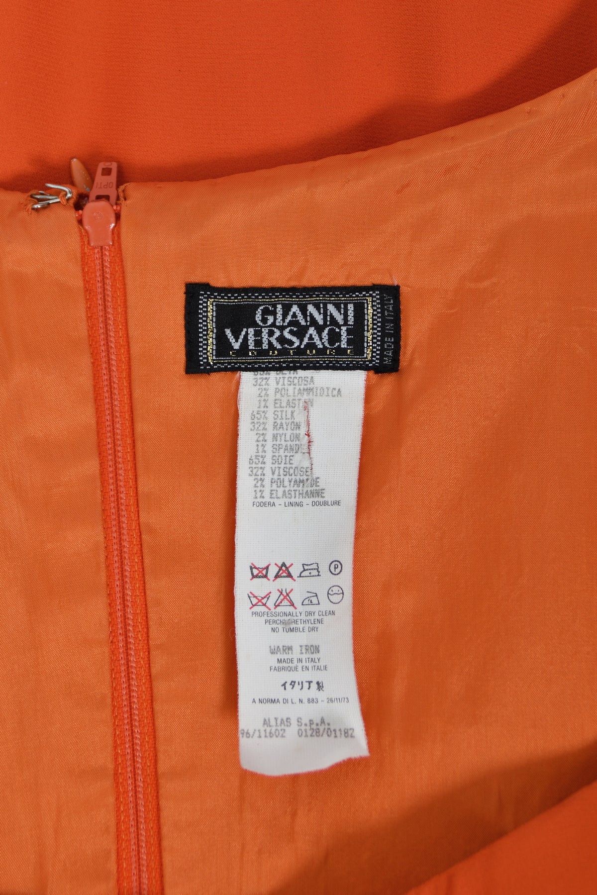 1996 Gianni Versace Couture Documented Runway Orange Silk Bustier Maxi Dress