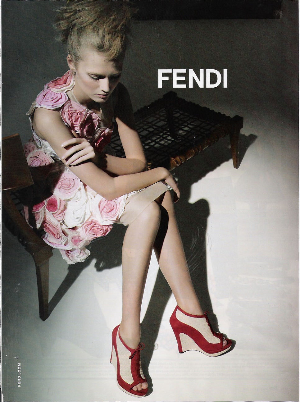 2009 Fendi by Karl Lagerfeld Museum-Held Roses Appliqué Sheer Illusion Dress