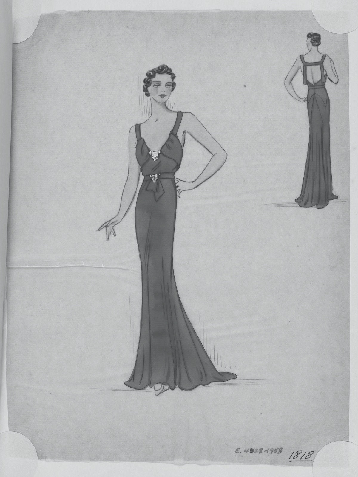 1930’s Ivory Leaf Motif & Blush Pink Silk Satin Floral Appliqué Bias-Cut Trained Couture Gown