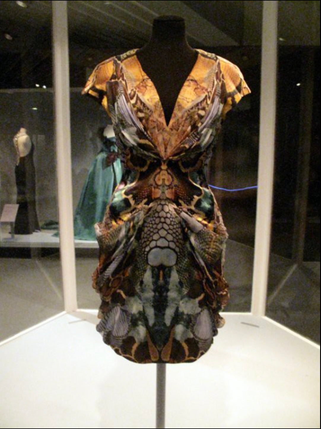 2010 Alexander McQueen &#39;Plato&#39;s Atlantis&#39; Collection Colorful Print Silk Sculpted Mini Dress