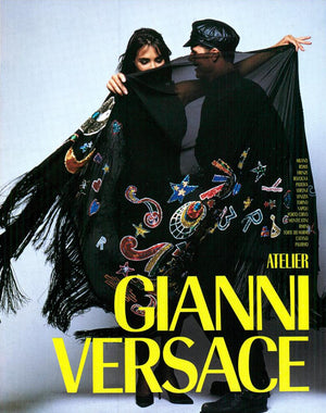 1989 Gianni Versace Haute Couture Beaded Circus Novelty Strapless Gown and Shawl