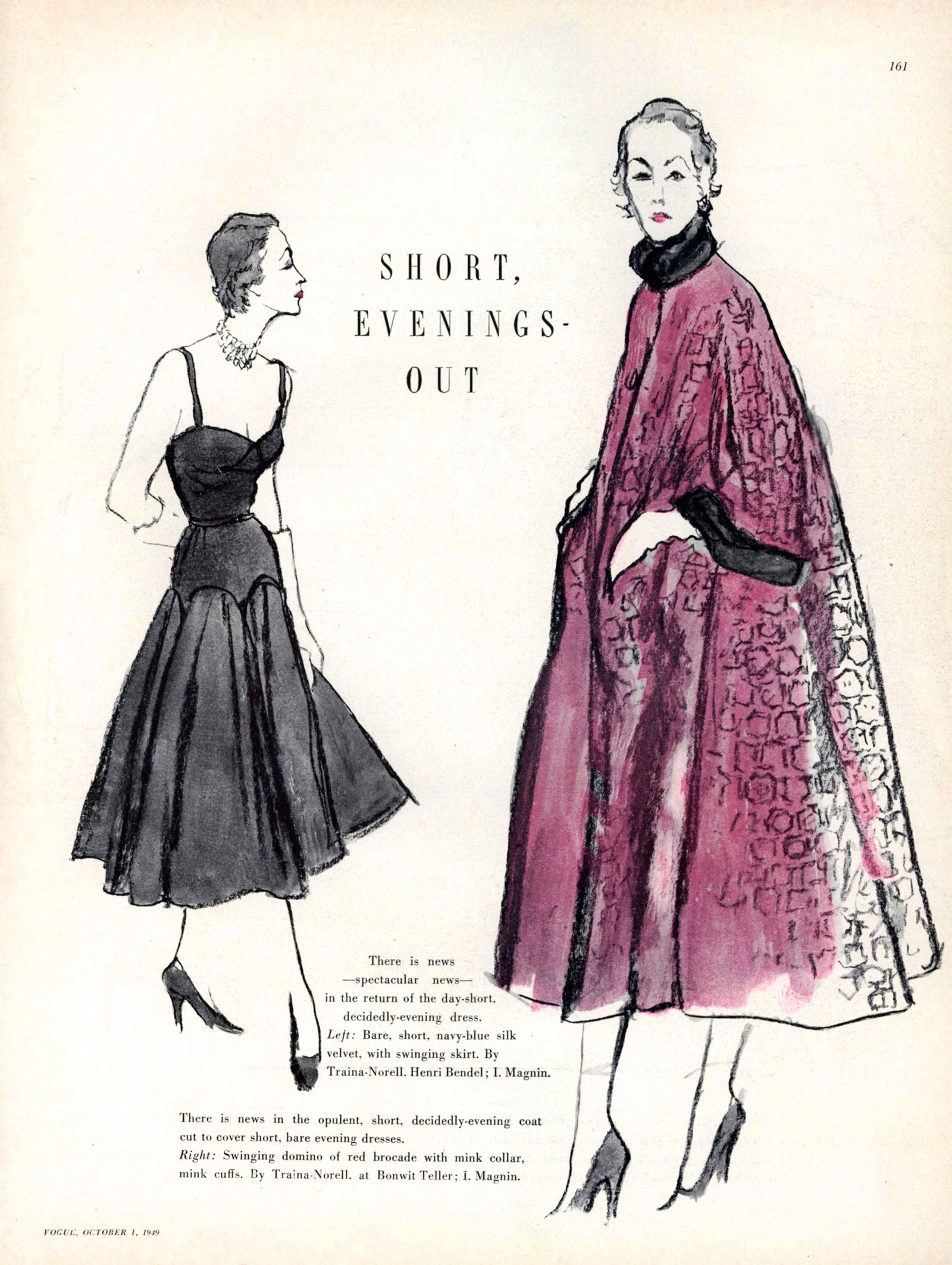 1949 Traina-Norell Couture Vogue Documented Metallic Gold Silk & Mink Swing Coat