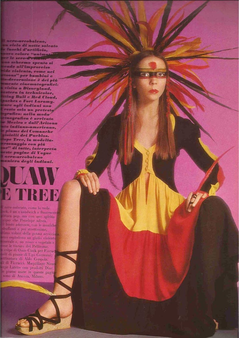 1970 Ossie Clark Vogue Documented Traffic-Light Block Color Crepe Dress