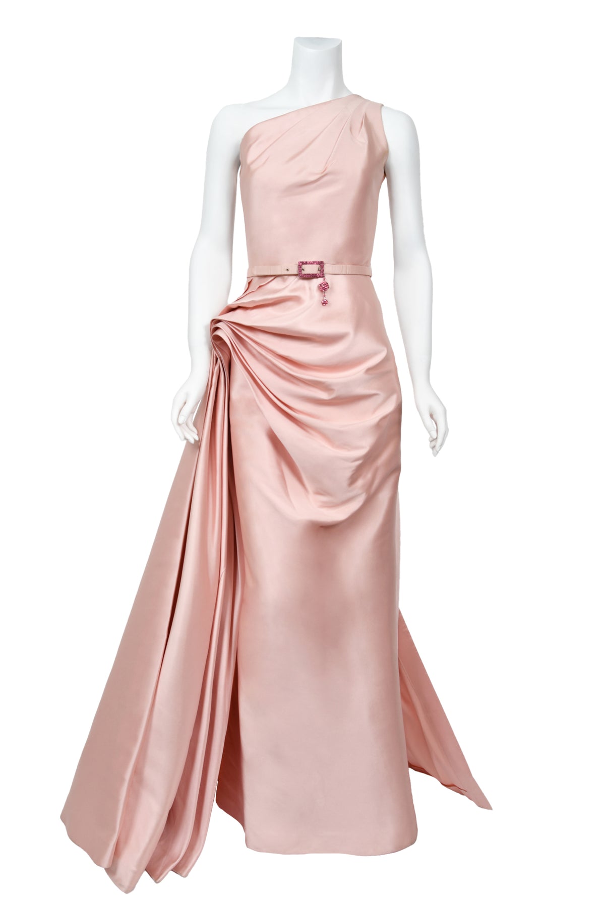 2007 Christian Dior by John Galliano Blush Pink Silk Asymmetric Sculptural Gown