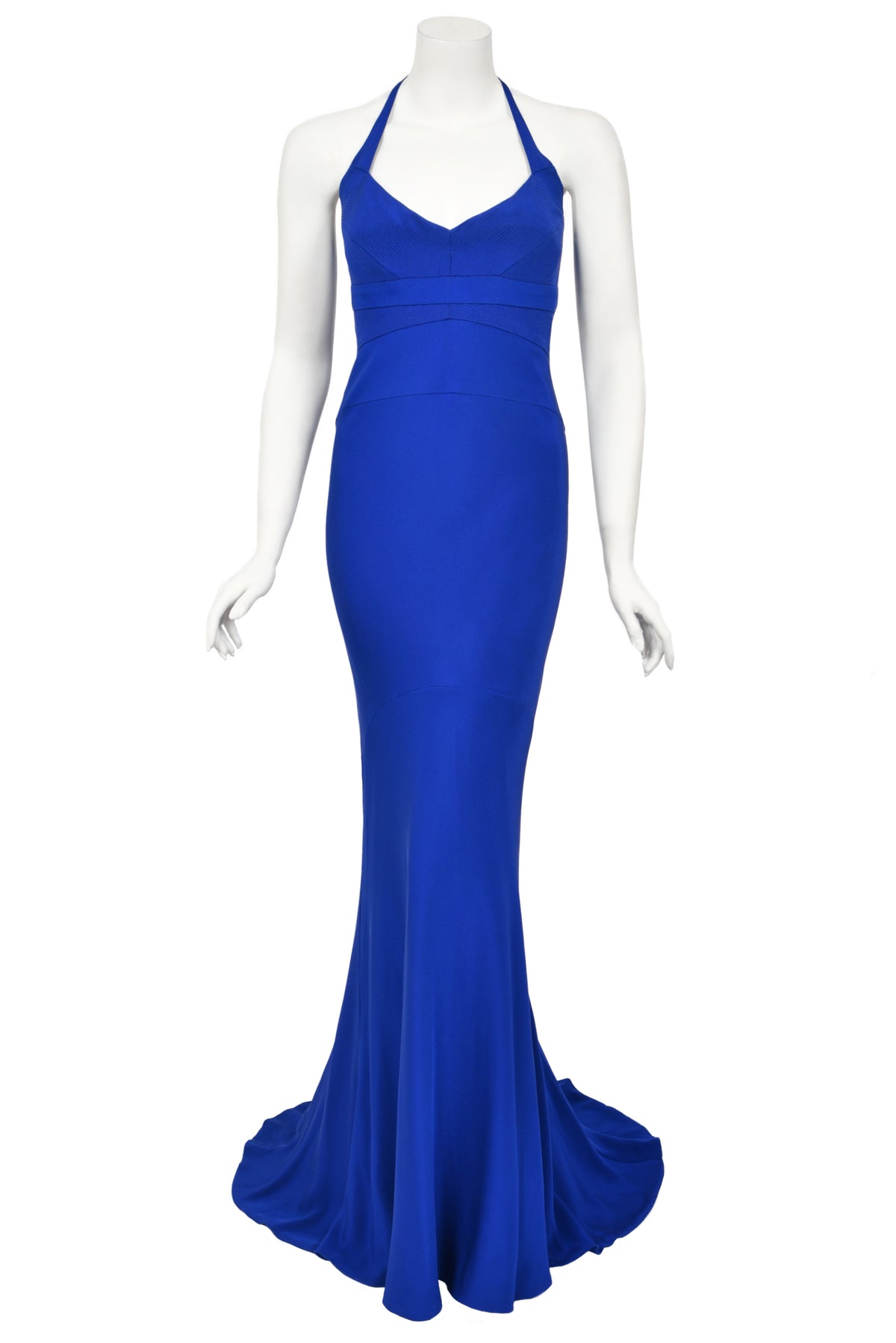 2013 Narciso Rodriguez Custom Couture for Tina Fey Sapphire Silk Bustier Gown