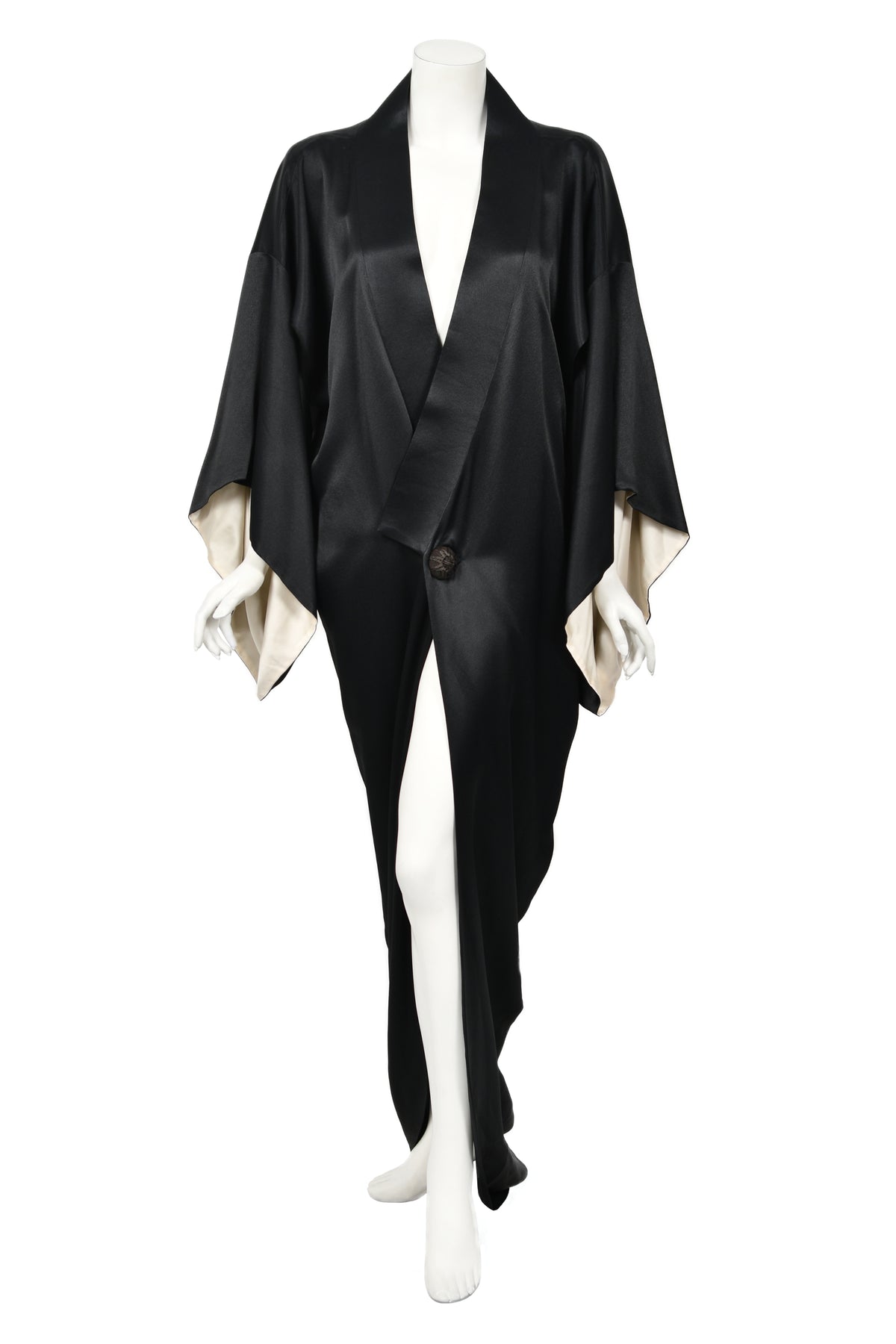 1995 John Galliano Documented Museum-Held Runway Black Silk Draped Kimono Jacket