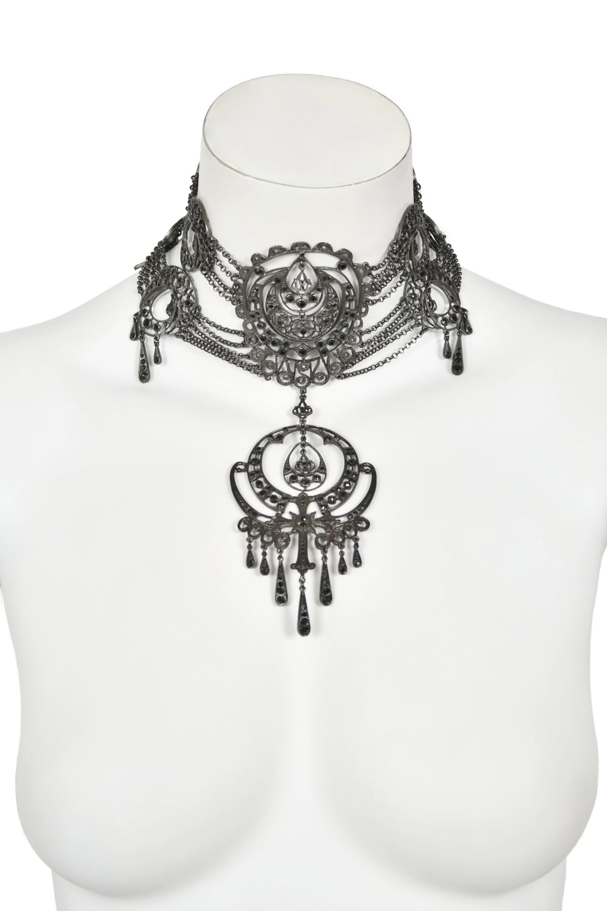 2000 Christian Dior by John Galliano Belle Époque Inspired Crescent Motif Oversized Choker