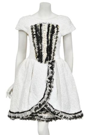 2013 Chanel by Karl Lagerfeld Runway Sample White Textured Silk Full-Skirt Mini Dress