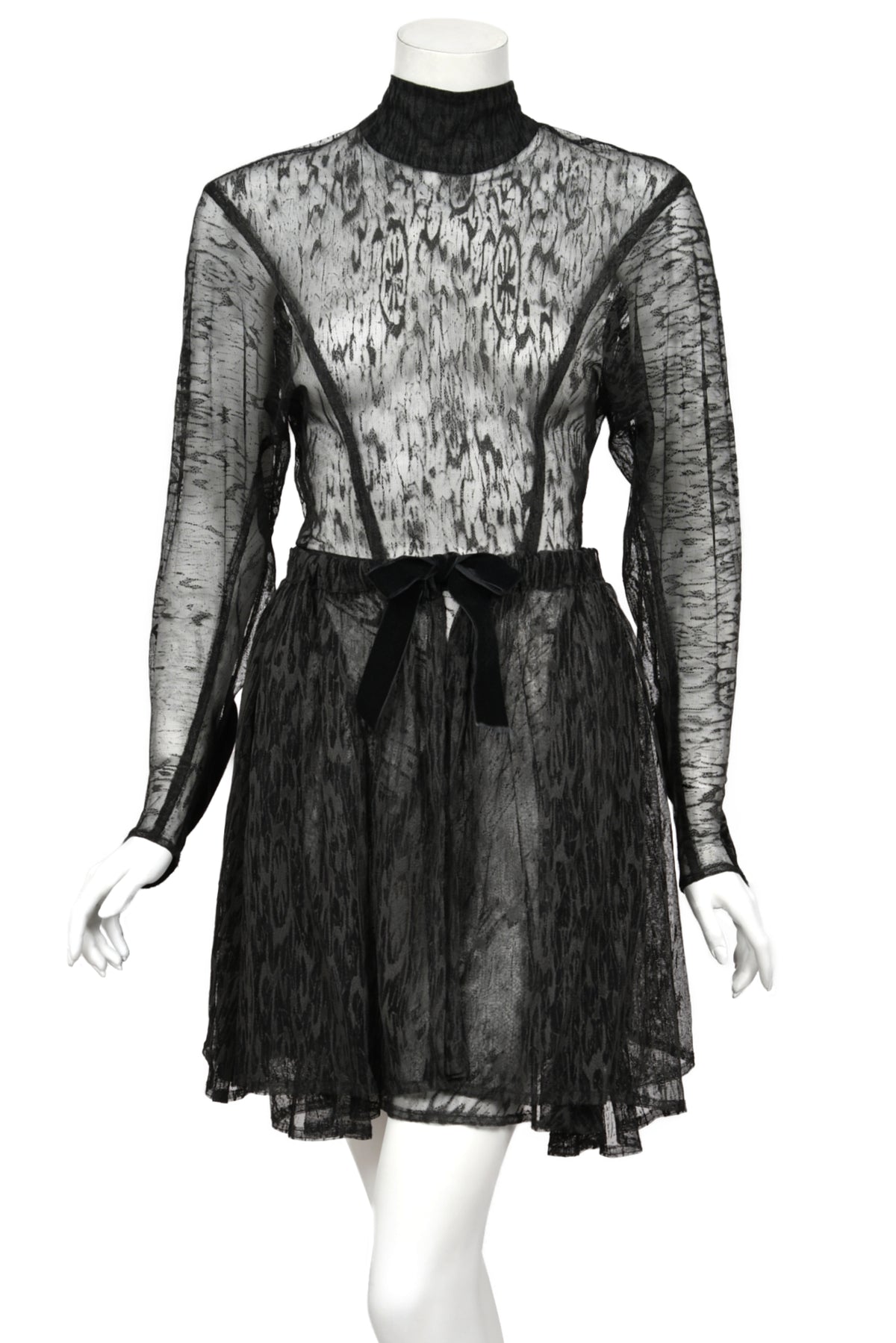 1987 Azzedine Alaia Naomi Campbell Featured Runway Sheer Lace Mini Dress