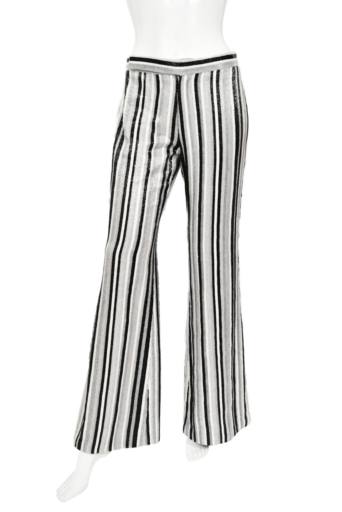 2000 Gucci by Tom Ford Documented Runway Campaign Fully-Beaded Striped Pants