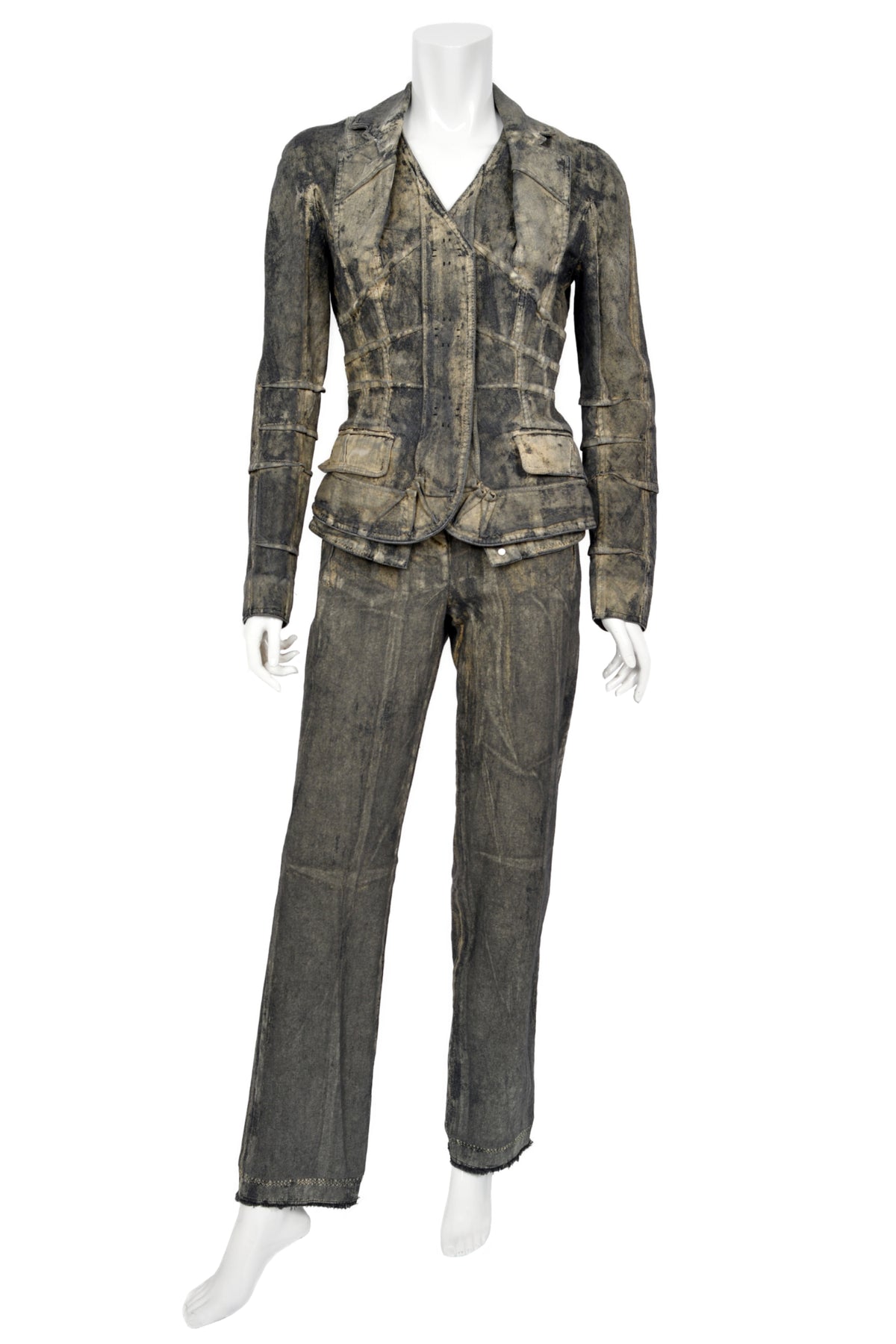 2006 Christian Dior by John Galliano Runway Painted Denim Jacket &amp; Pants w/ Tags