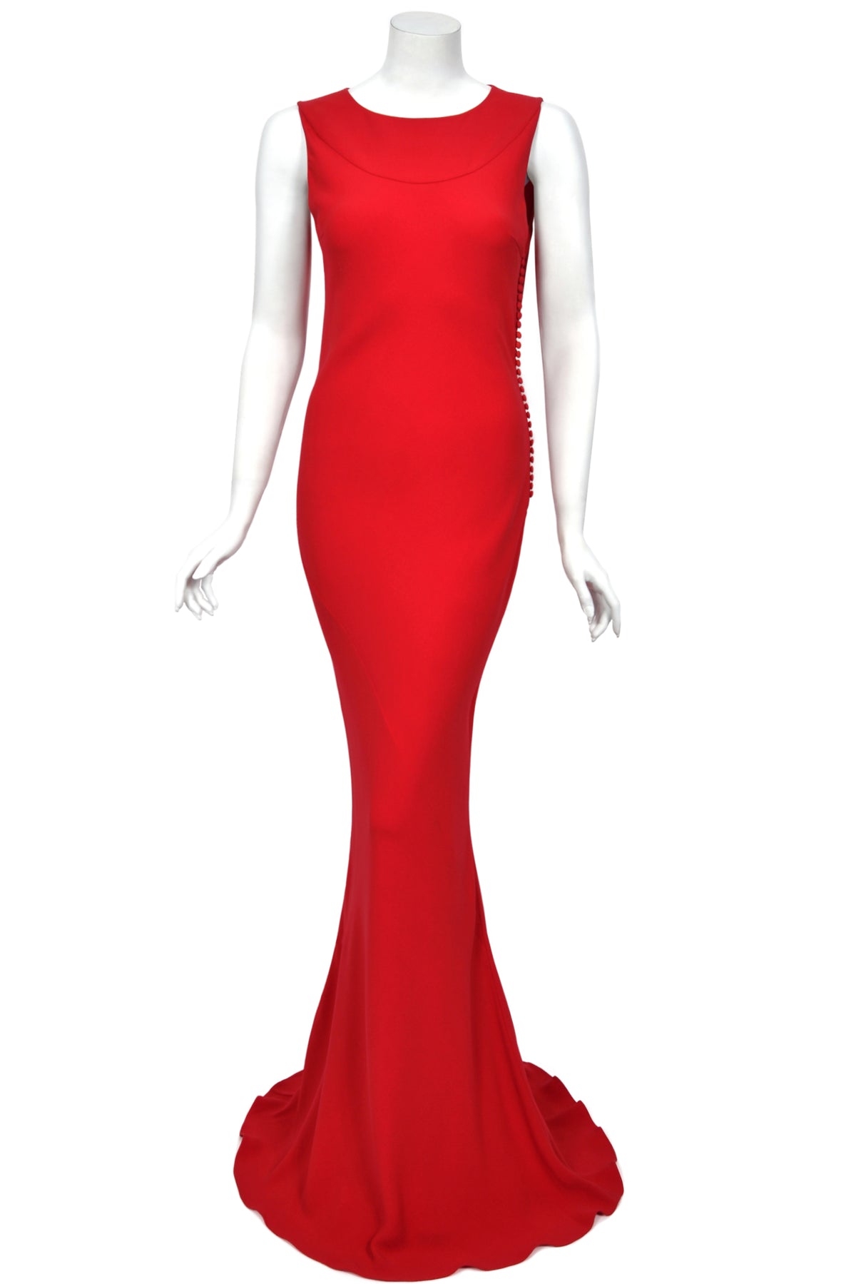 2012 Christian Dior by John Galliano Cruise Collection Ruby Red Silk Draped Backless Bias-Cut Gown