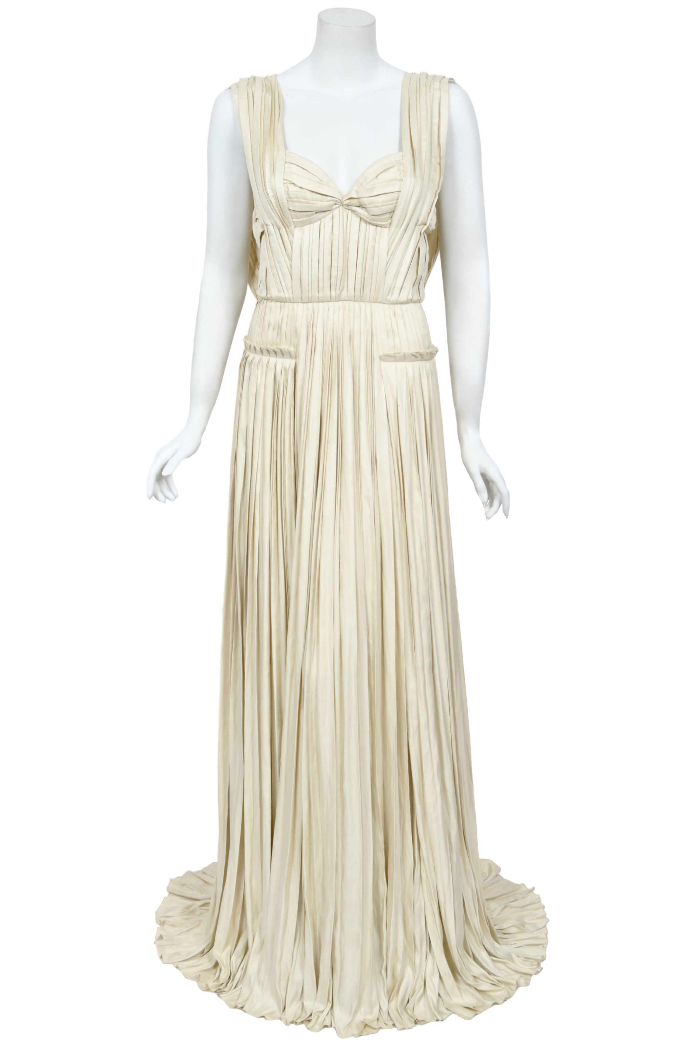 2009 Bottega Veneta Heavily Pleated Ivory Silk Bustier Runway Gown w/ - Timeless Vixen 2009 Bottega Veneta Heavily Pleated Ivory Silk Bustier Runway Gown w/ - Timeless Vixen
