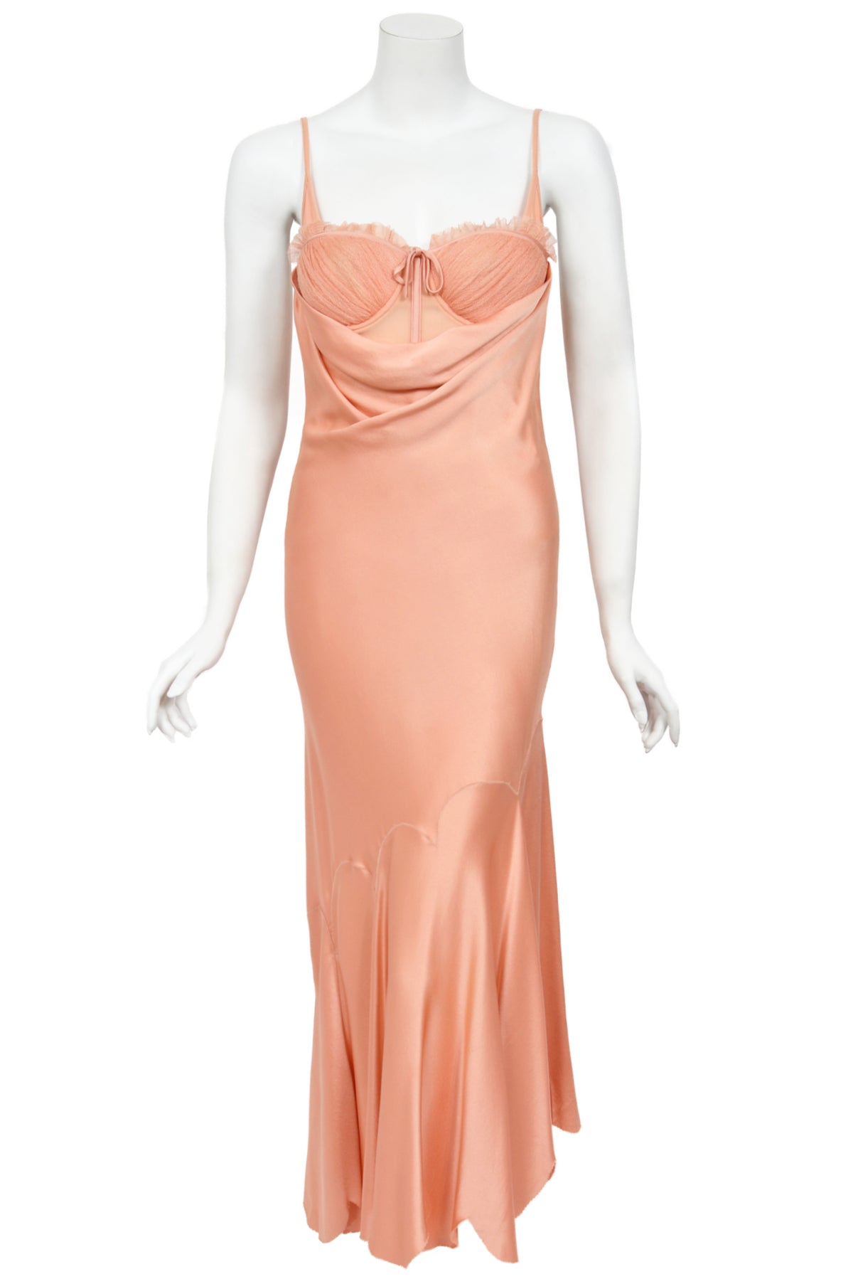 2004 Alexander McQueen Runway Pink Silk Bustier Bias-Cut Dress w/ Tags