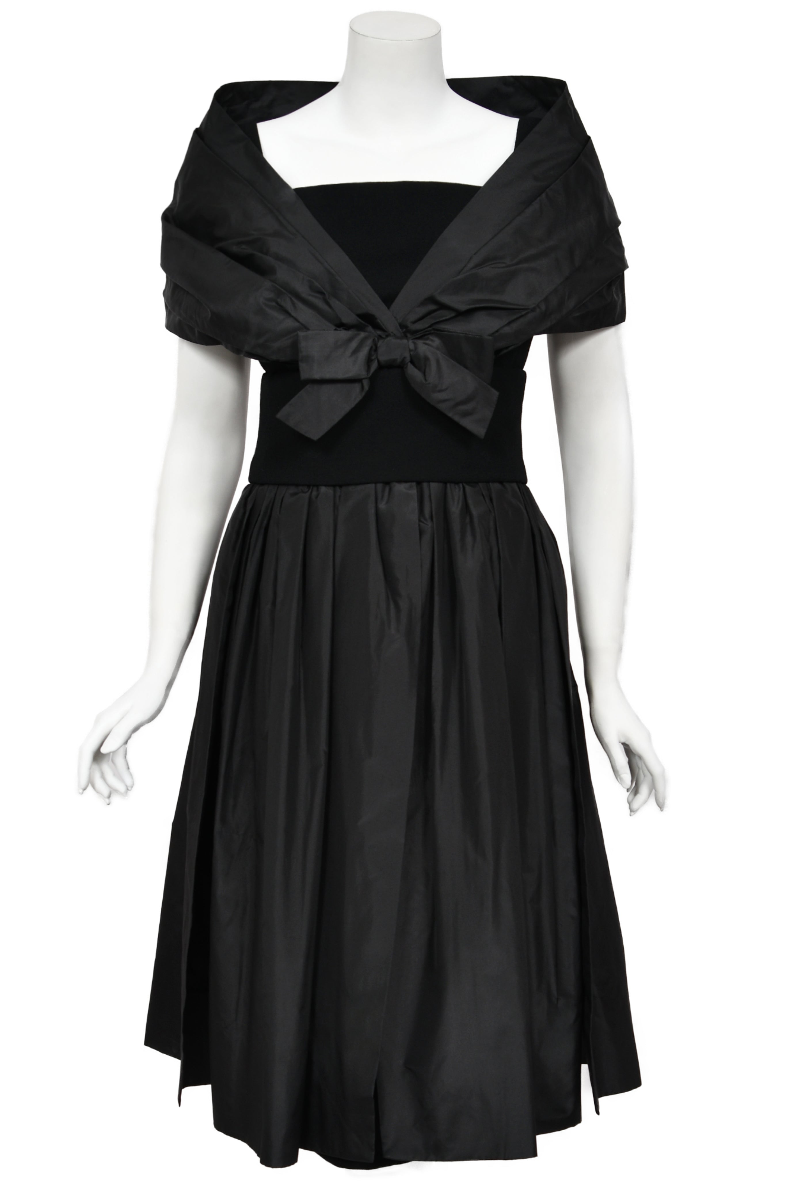 1956 Christian Dior Demi-Couture Black Silk Portrait-Collar Dress - Timeless Vixen 1956 Christian Dior Demi-Couture Black Silk Portrait-Collar Dress - Timeless Vixen