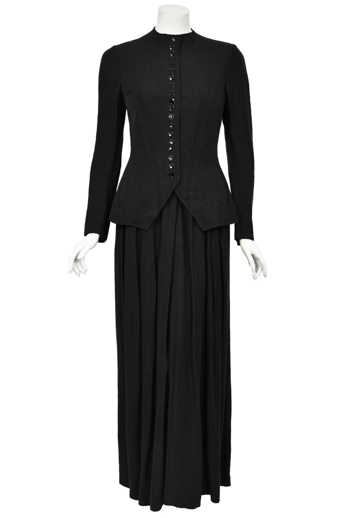 1998 Yohji Yamamoto Editorial Herringbone Button-Up Boned Jacket &amp; Maxi Skirt w/Tags