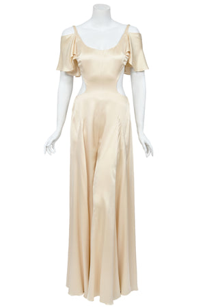 2004 Alexander McQueen 'Deliverance' Collection Ivory Silk Cut-Out Backless Jumpsuit