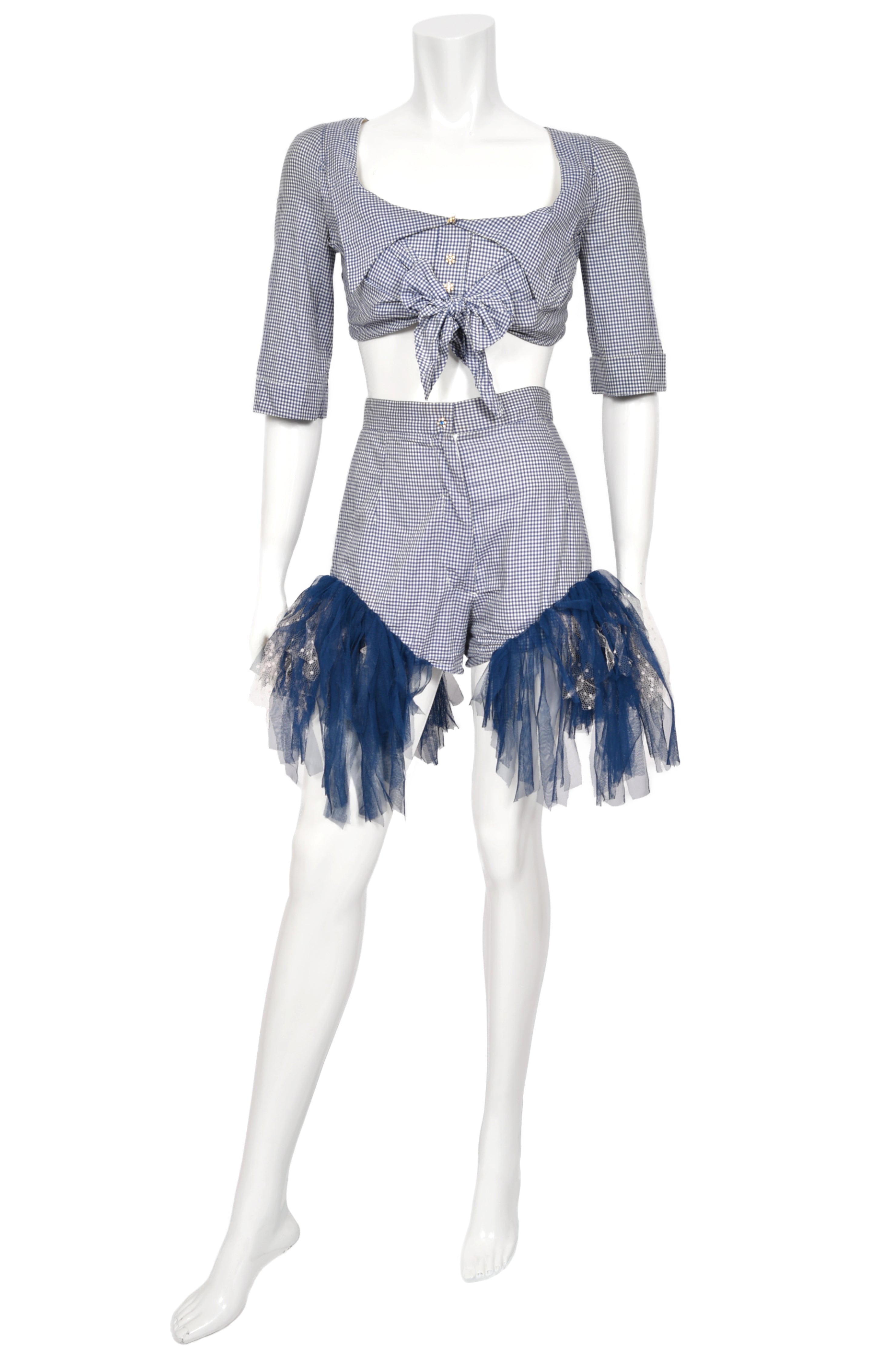 1992 s/s Vivienne Westwood Iconic Gingham Corset & Tulle-Trimmed