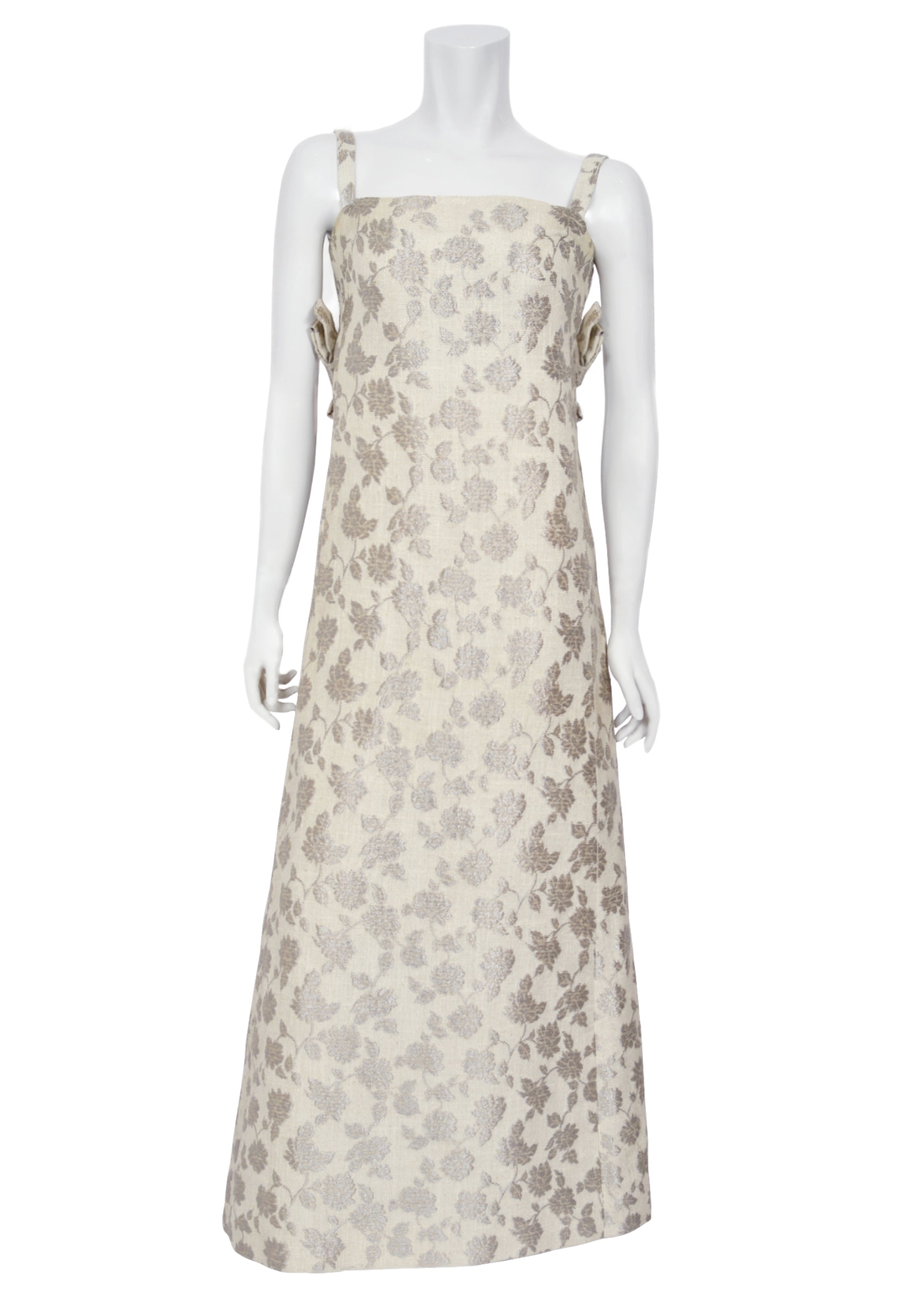 Vintage 1962 Christian Dior Paris Ivory Silver Floral Silk Vintage 1962 Christian Dior Paris Ivory Silver Floral Silk