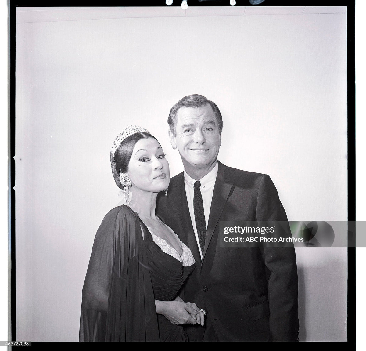 1964 Yma Sumac Documented Custom Couture Ruched Black Silk Hourglass Gown w/ Cape