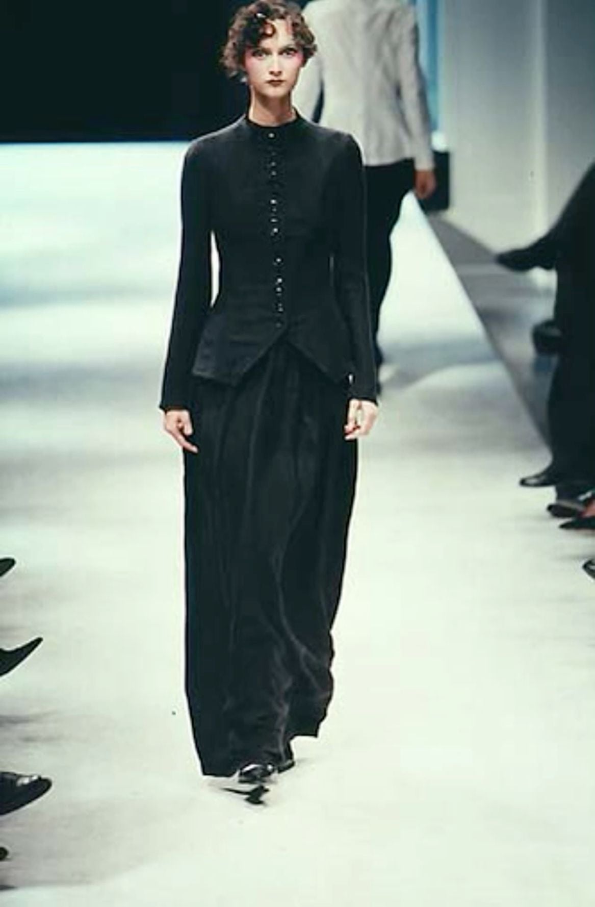 1998 Yohji Yamamoto Editorial Herringbone Button-Up Boned Jacket &amp; Maxi Skirt w/Tags