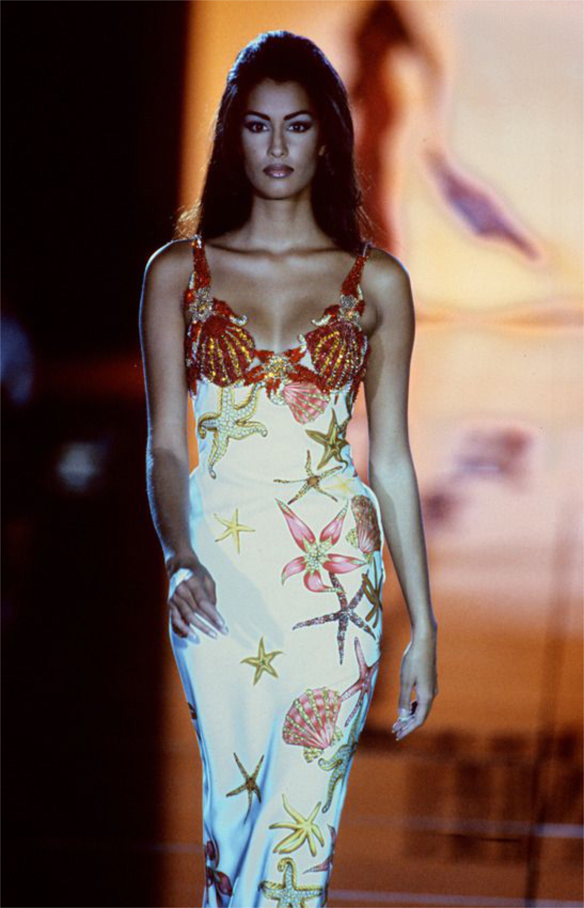 Vintage 1992 Gianni Versace Beaded 'Seashell' Print Silk Hourglass Gown - Timeless Vixen Vintage 1992 Gianni Versace Beaded 'Seashell' Print Silk Hourglass Gown - Timeless Vixen