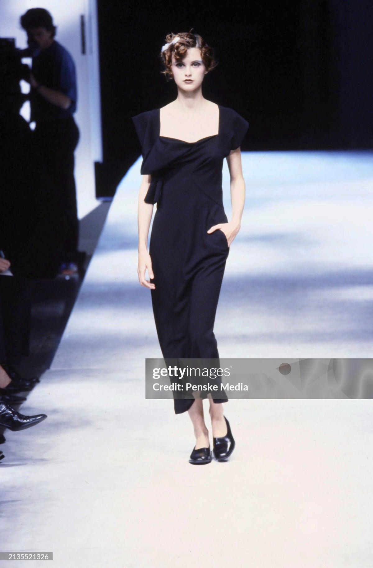 1998 Yohji Yamamoto Runway Black Crepe Asymmetric Avant-Garde Bias Cut Dress