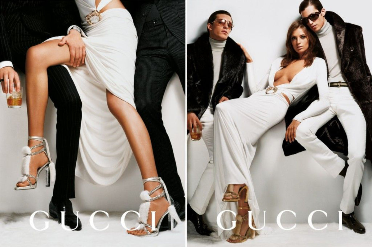 2004 Gucci by Tom Ford Black Silk Jersey Plunge Long Sleeve Cut-Out Finale Gown